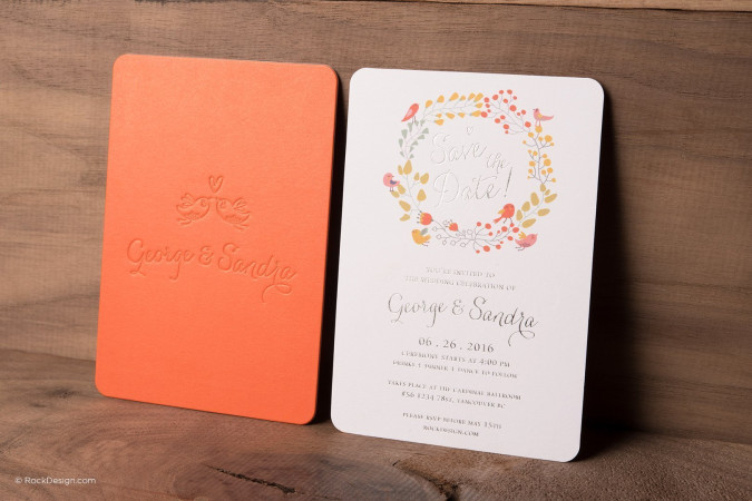 Trendy save the date card invitation with silver foil - George & Sandra