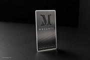 Silver & black metal cut through business card template 3
