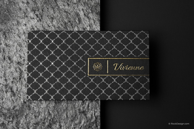 Luxury pattern real estate template black duplex business card - Vivienne