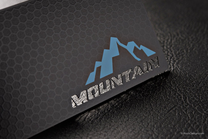 Luxury modern black metal business card - Mountain