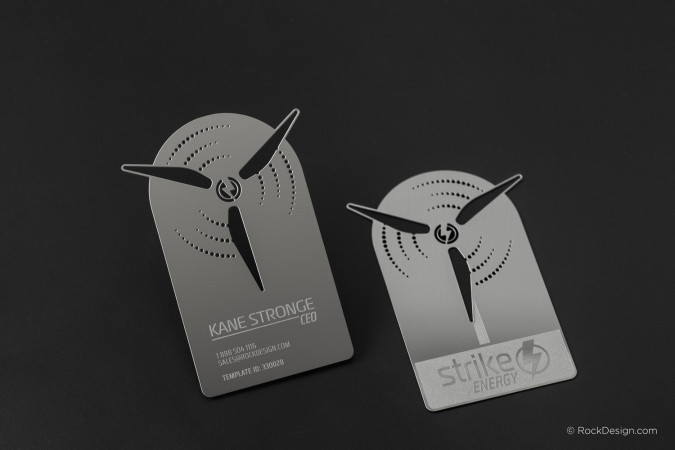 Complex Die Cut Etching Stainless Steel Business Card - Strike Energy