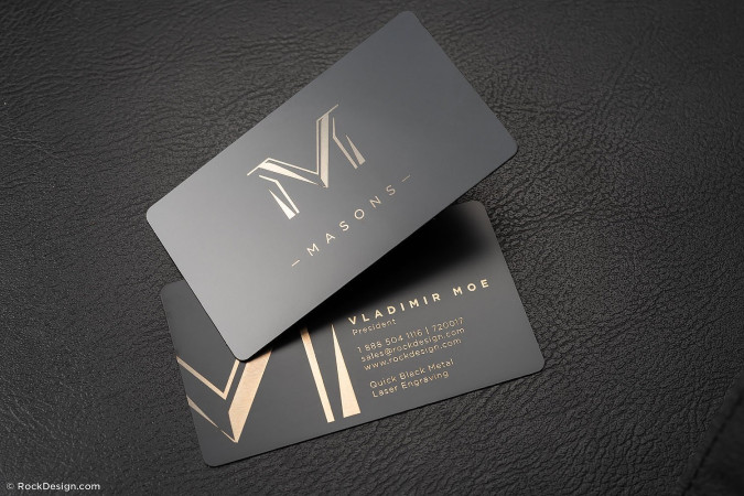 Bold and modern black metal laser cards template - Masons