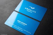 Beautiful and bold blue metal name card template with laser engraving ...