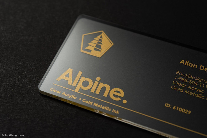 Brilliant Gold Printed Acrylic Business Card Template Design - Alpine