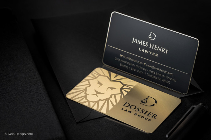 Prestigious Luxury Gold Metal Business Card - Dossier Law Group