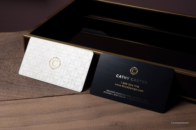 Brushed Stainless Steel Business Cards - Cathy Carter 