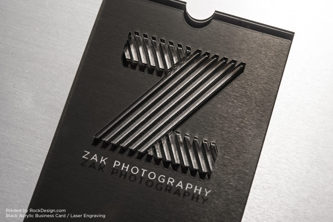 Cool Laser Cut Translucent Black Acrylic Business Card Template Design - Zak