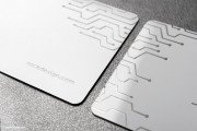 Technological Laser Engraved White Metal Business Card Design Template ...