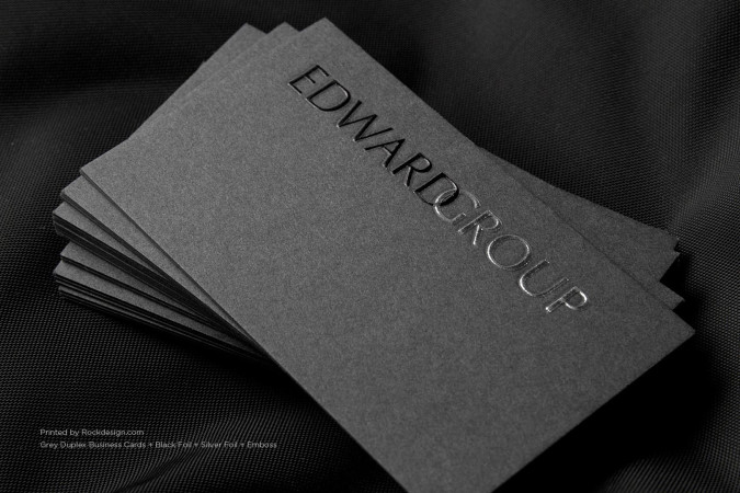 Embossed Foil Stamped Dark Gray Buisness Card Template - Edward Group