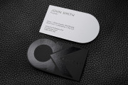 Black and White Hard Suede cardstock with Black foil Business Card Template 1