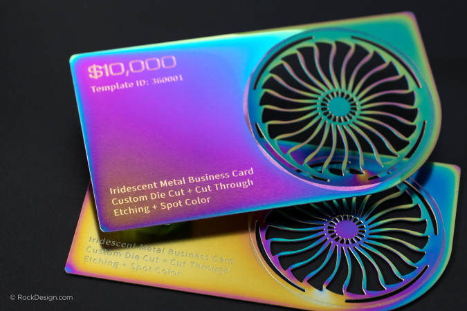 Chromatic Iridescent Metal Business Card - Jet Muse