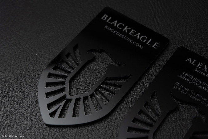 Unique Laser Cut Thick Black Acrylic Business Card Template Design - Blackeagle