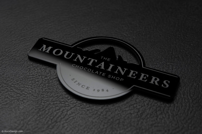 Exceptional Laser Cut Jet Black Acrylic Business Card Template Design - Mountaineers