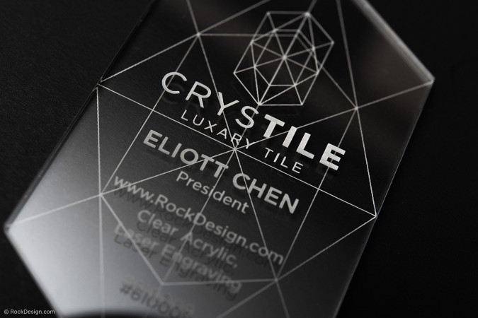 Geometric Laser Cut Crystal Clear Acrylic Business Card Template Design - Crystile