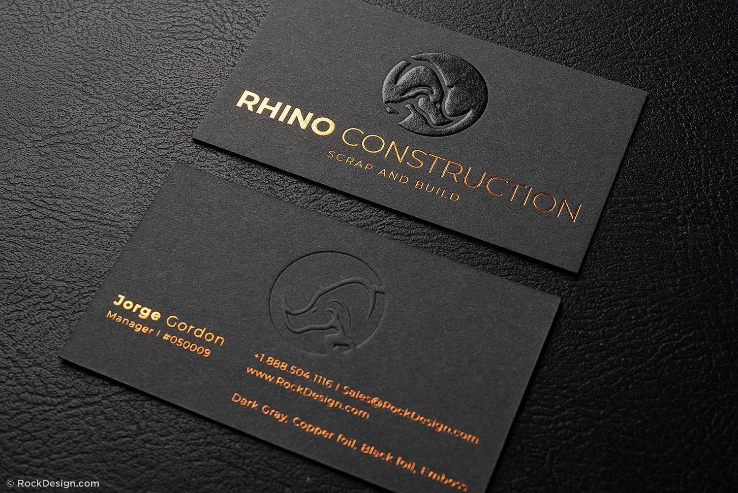 Skill Trade Gray Business Cards RHINO Construction