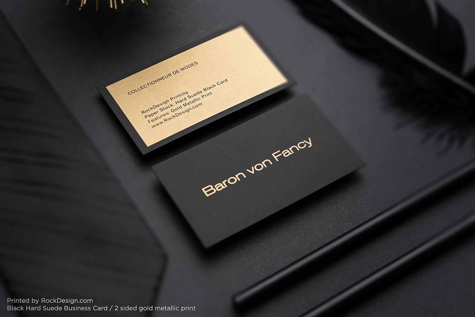 Luxury Business Card. Gold And Black Horizontal Business Card