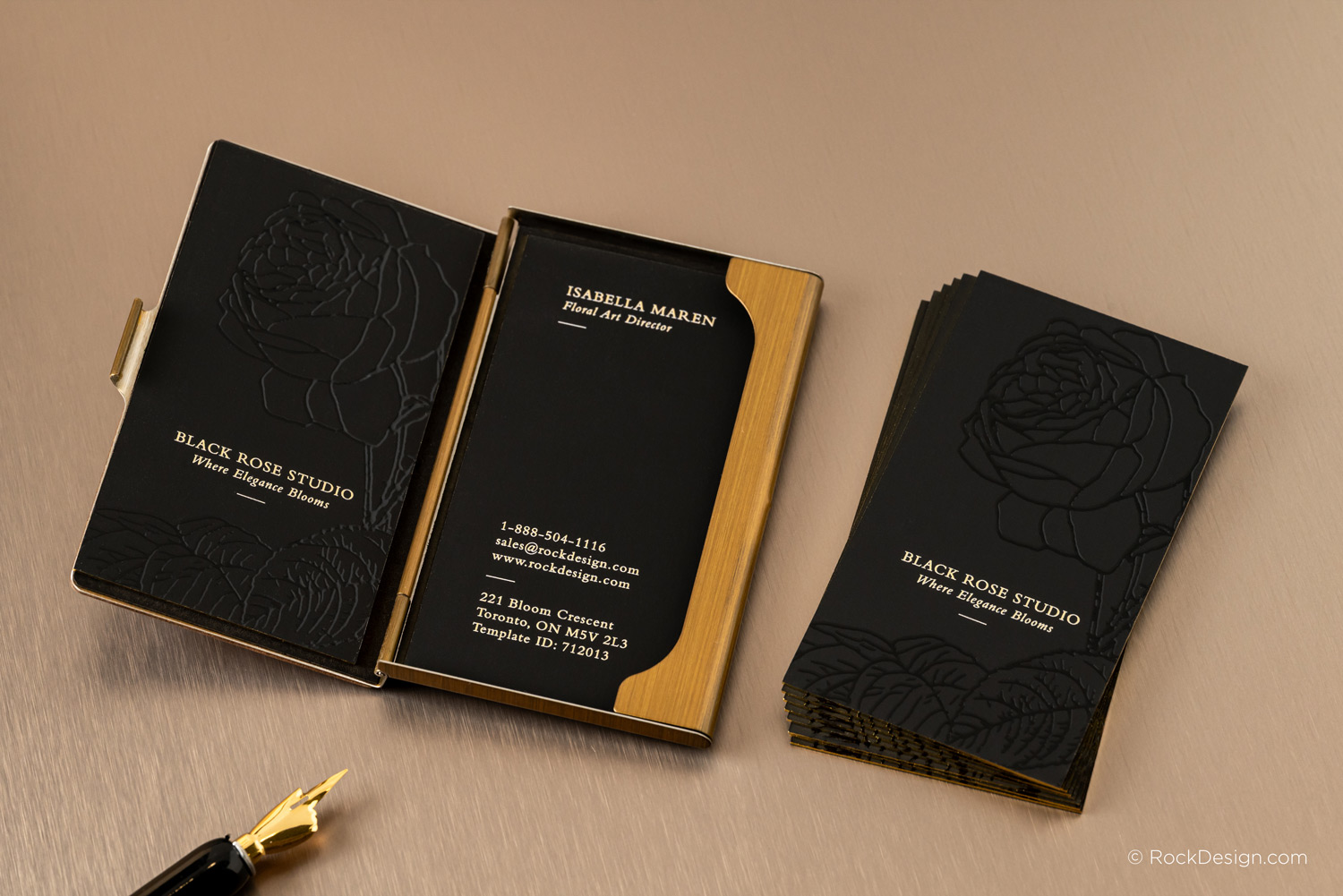 white-yellow-gold-uv-print-matte-raised-spot-uv-black-hard-suede-business-card-template-712013-black-rose-rockdesign-image-01