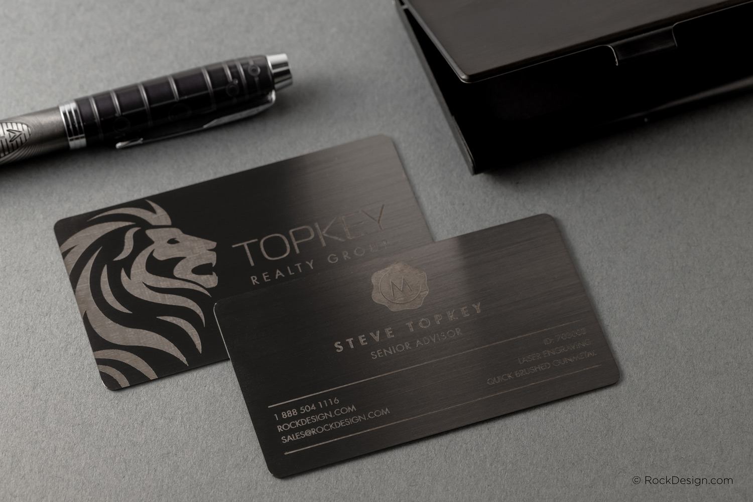 Laser Engraved Gunmetal Business Card Templates | RockDesign.com